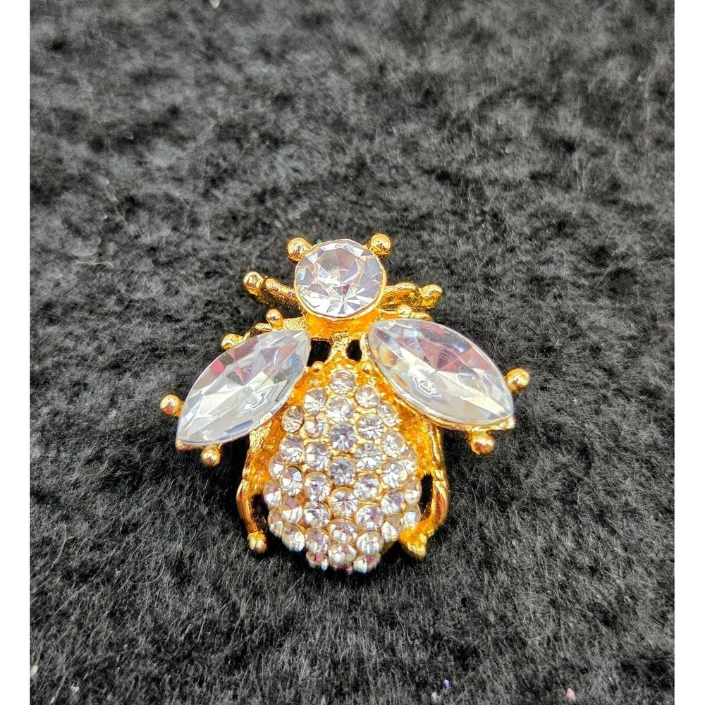 Gold-tone Bee Brooch With A Pavé-set Crystal Body And Large Crystal Wing Accents